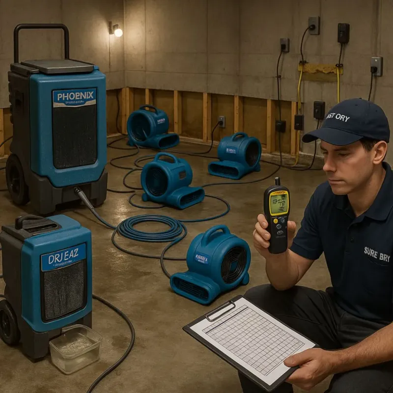 Structural Drying and Dehumidification process in Mundys Corner, PA